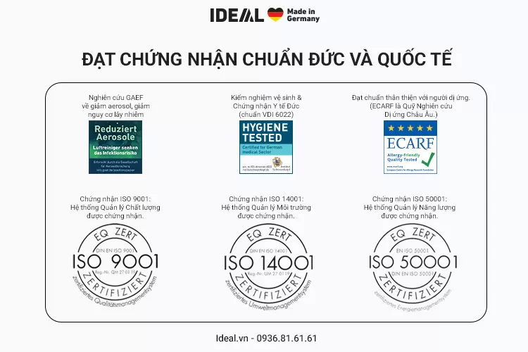 Được kiểm chứng bởi ISO: Máy lọc không khí IDEAL - An tâm sử dụng mỗi ngày
